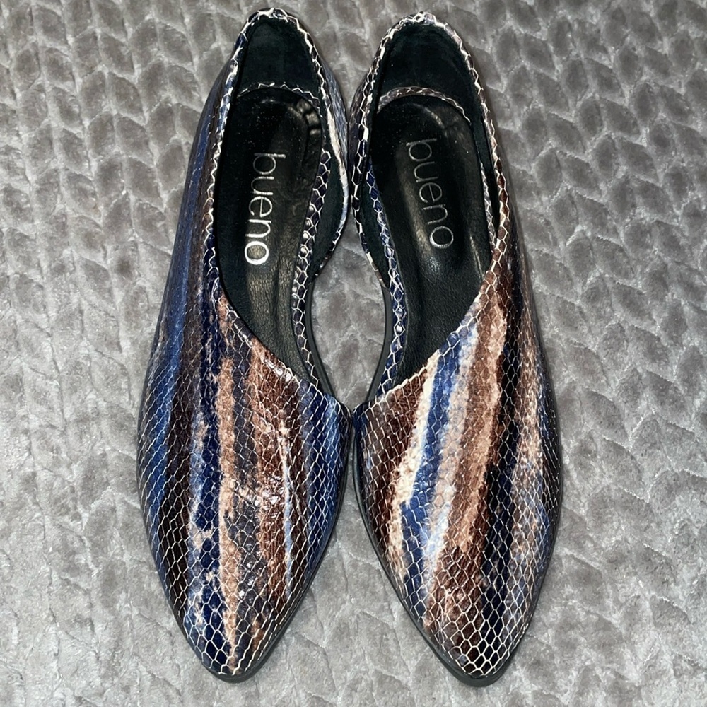 Bueno Brandi Half‎ D'orsay Flats. Leather.  Size 37/6.5-7.  Multicolor